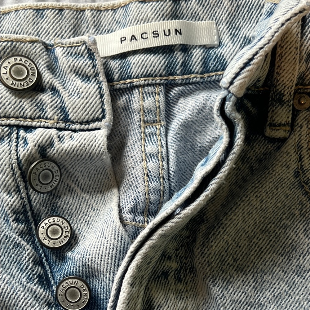 PacSun High Rise Straight Distressed Jean Shorts - Picture 3 of 5